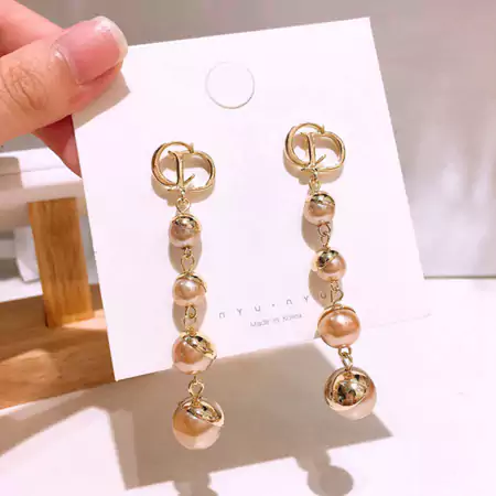 DIOR ロングピアス パール