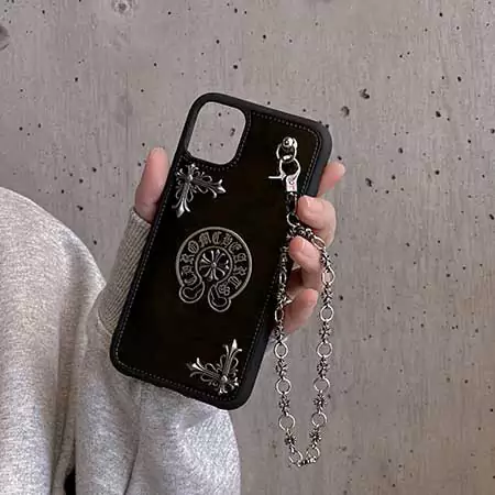 レザー Chrome HeartsスマホケースチェーンChrome Hearts アイフォーン16 15 カバーメタルロゴロームハーツケースブランドロゴSC23062118