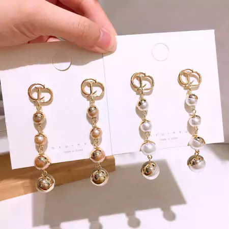 DIOR ロングピアス パール