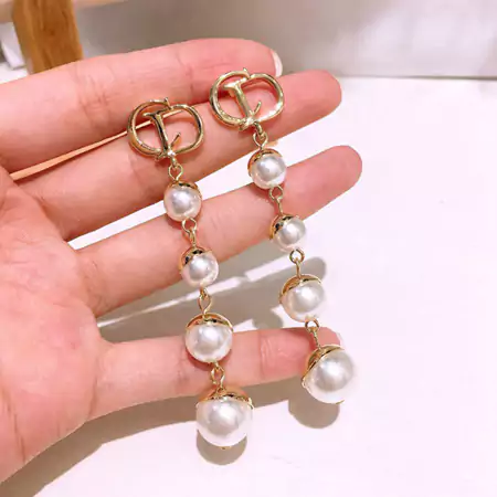 DIOR ロングピアス パール