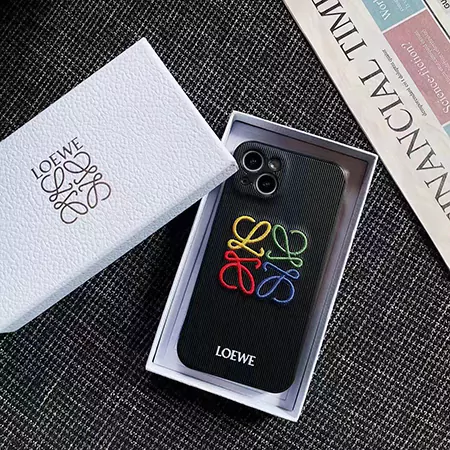 loewe ロエベ アイホン16pro/16ケースレザー 刺繍入りロゴ カラフル大人おしゃれ 高評価 ロエベ iphoneスマホケースブランド 販売SC24052248