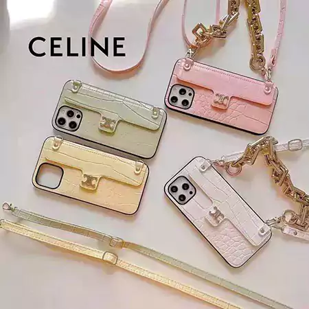 トレンドのクロコダイル風 セリーヌ Celine iPhone 16 Pro Max ケース 斜挎式 背带付き 高級挿カード・小銭入れ 女神風 防水バックスタイル