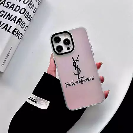 新作 YSL iPhone16 ケース ピンクグラデーション 可愛い アクリル マット 少女風 レーザー刻印 耐衝撃 レディース