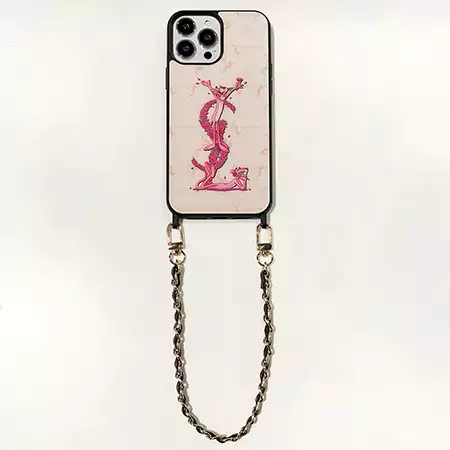 ピンク・パンサー アニメ YSL ルイヴィトン iphone16/16proケース 革 チェーン付き 薄型SC23091204