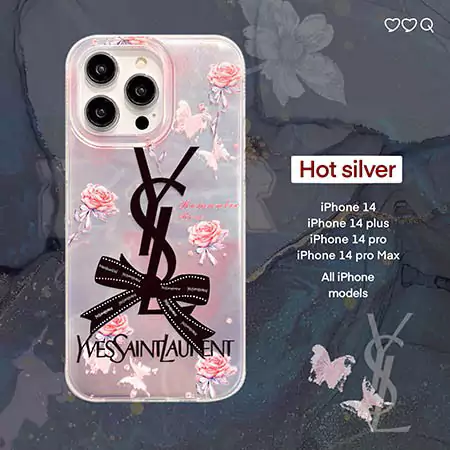 YSL iPhone16 ケース 半透明 花柄デザイン 香水瓶モチーフ 聚乙烯製 エンボス加工 人気ブランド レディース40代