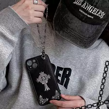 レザー Chrome HeartsスマホケースチェーンChrome Hearts アイフォーン16 15 カバーメタルロゴロームハーツケースブランドロゴSC23062118