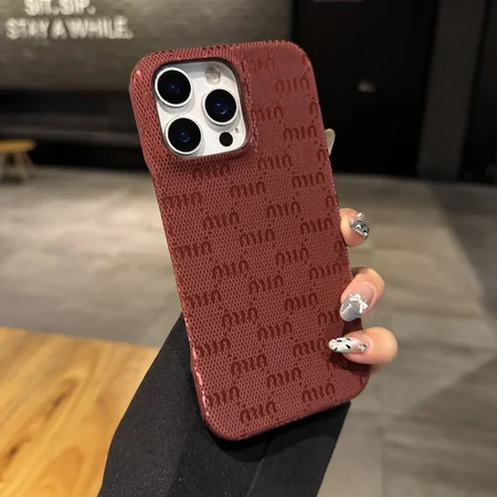 ミュウミュウiphone17 pro maxケース レザー調