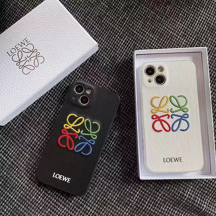 loewe ロエベ アイホン16pro/16ケースレザー 刺繍入りロゴ カラフル大人おしゃれ 高評価 ロエベ iphoneスマホケースブランド 販売SC24052248