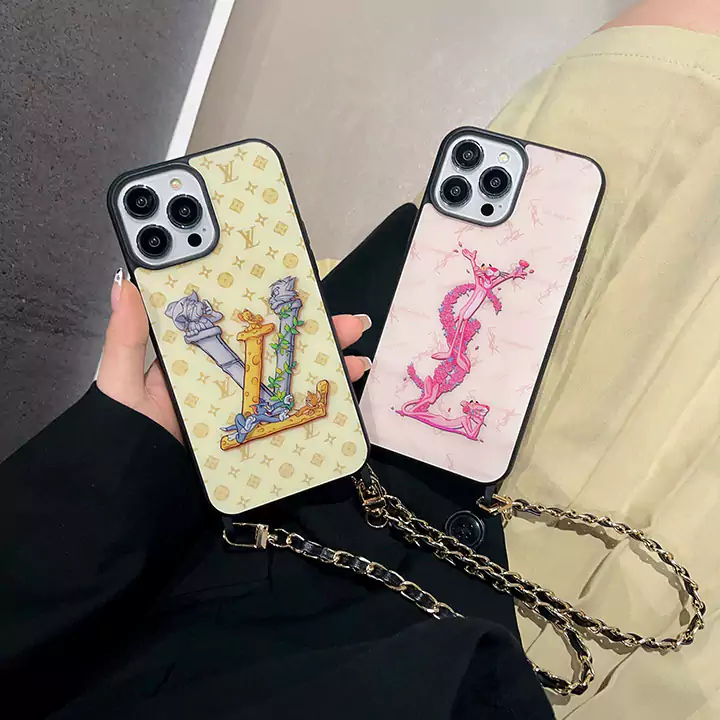 ピンク・パンサー アニメ YSL ルイヴィトン iphone16/16proケース 革 チェーン付き 薄型SC23091204